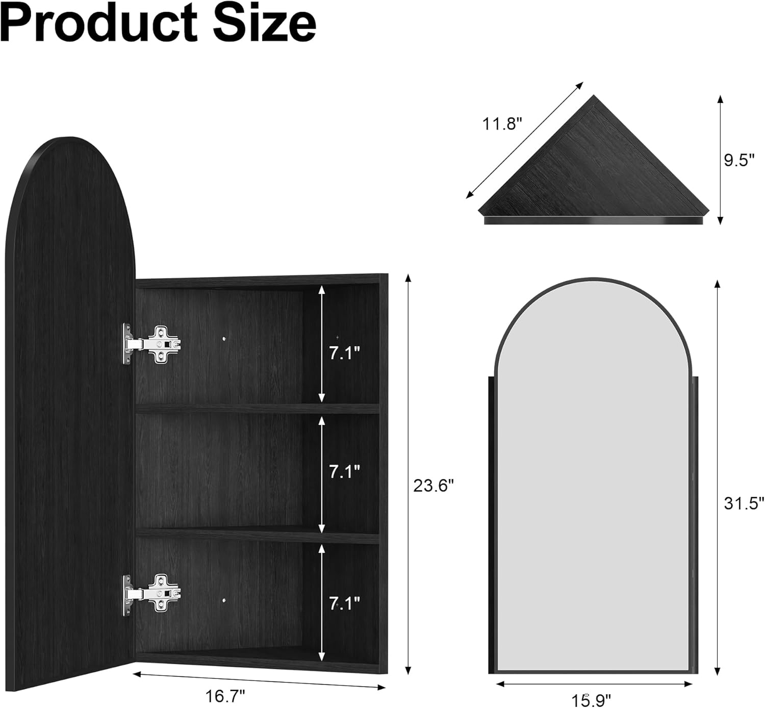 White Corner Medicine Cabinet with Mirror,Arch Medicine Cabinet Wall Mounted for Small Space,Corner Bathroom Cabinet Wall Mounted,Arched Mirror Cabinets for Bathroom,16x31