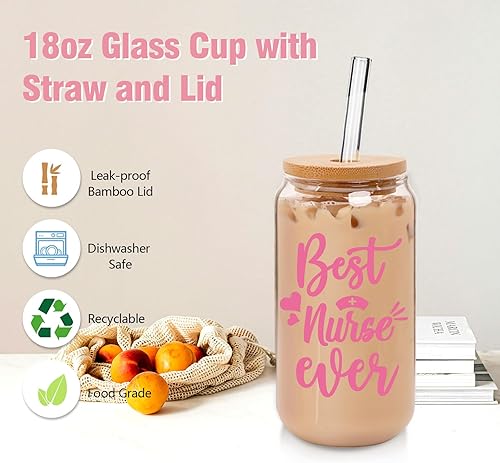 Miniatura 3 de Regalos para enfermeras para mujeres, regalos de enfermera, regalos de Navidad para enfermeras, vasos de vidrio y calcetín para enfermera,