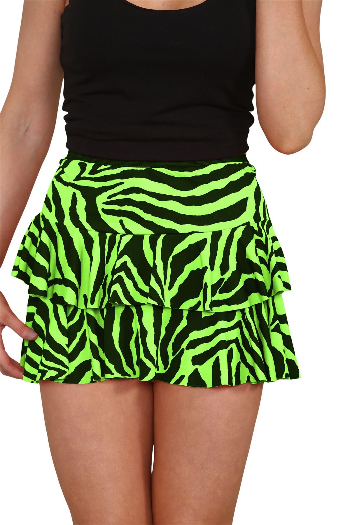 Hamishkane Ladies RARA Skirt Zebra Leopard Printed Frill Layered Party Dance Club Wear Mini Skirt