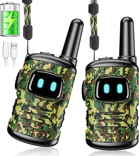 Juguetes para niños de 3 a 8 años mini Walkies Talkies recargables con cordón, paquete de 2 regalos de Navidad y cumpleaños para niños de 3, 4, 5, 6