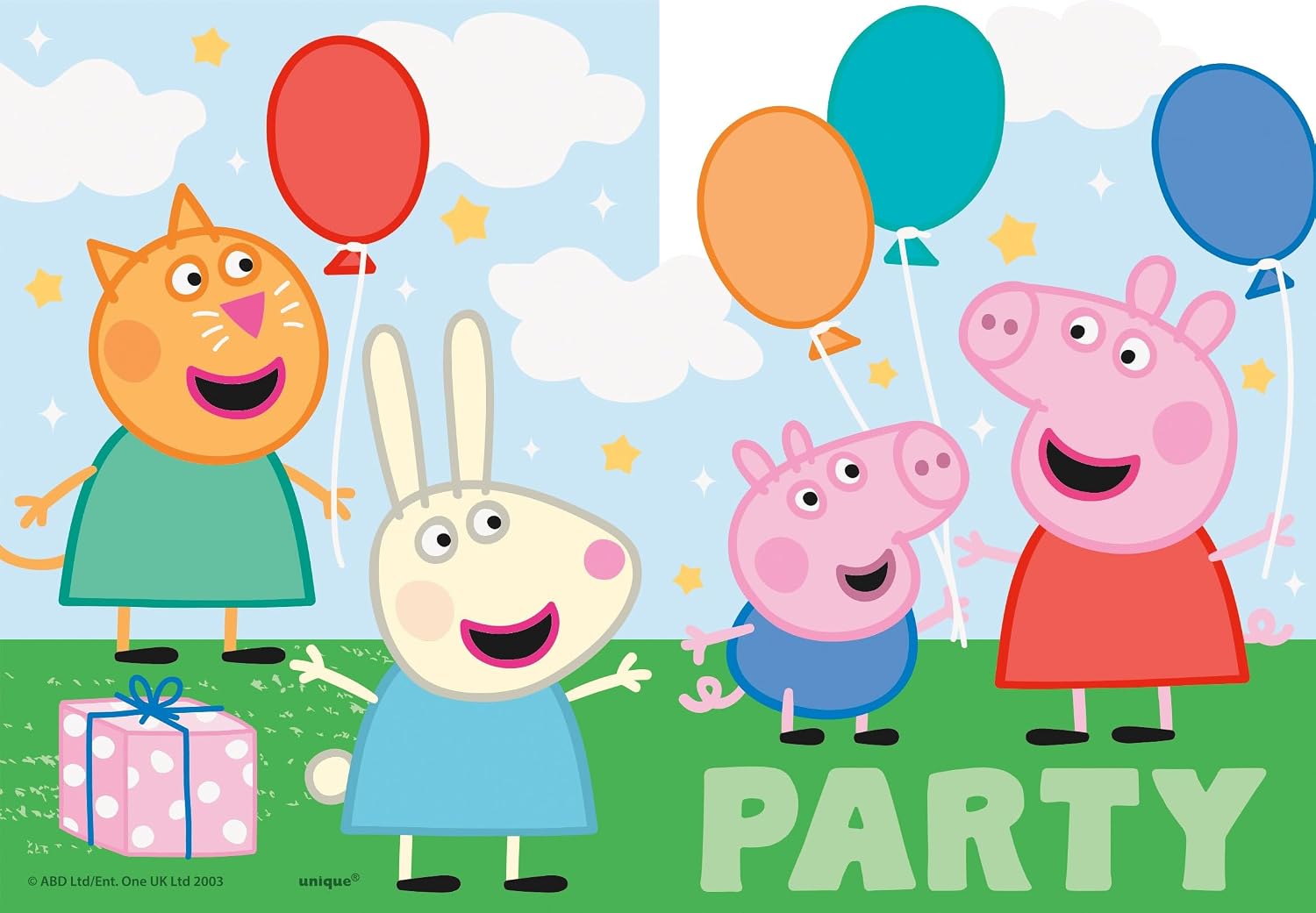 Delightful Multicolor Peppa Pig Rectangular Paper Cards Invitations - 8 Count | Unique, Stylish & Eye-Catching Design - Perfect for Kids' Parties