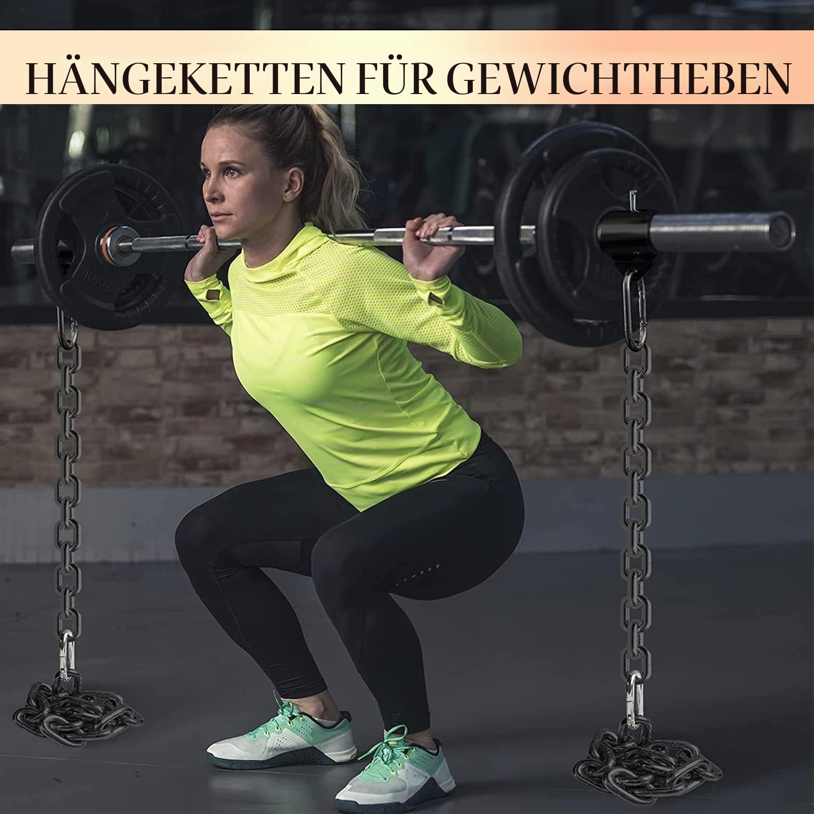 Aoneky 50mm Hantelverschlüsse Halsbänder für Barbell Olympia Hantelstange Gewichtheben für hängende Gewichtheberketten, Mit Karabiner, au Stahl