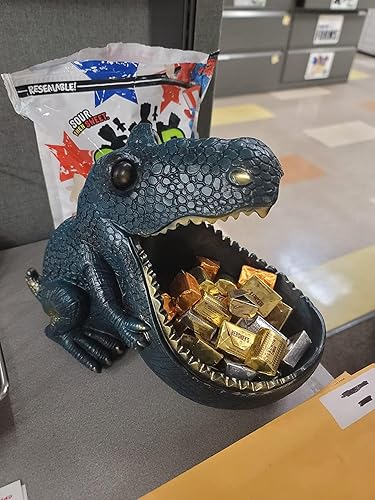 Miniatura 3 de CUZOKOLA - Plato decorativo grande para dulces, cuenco de estatua de dinosaurio para suministros de oficina, escritorio y cuenco para llaves