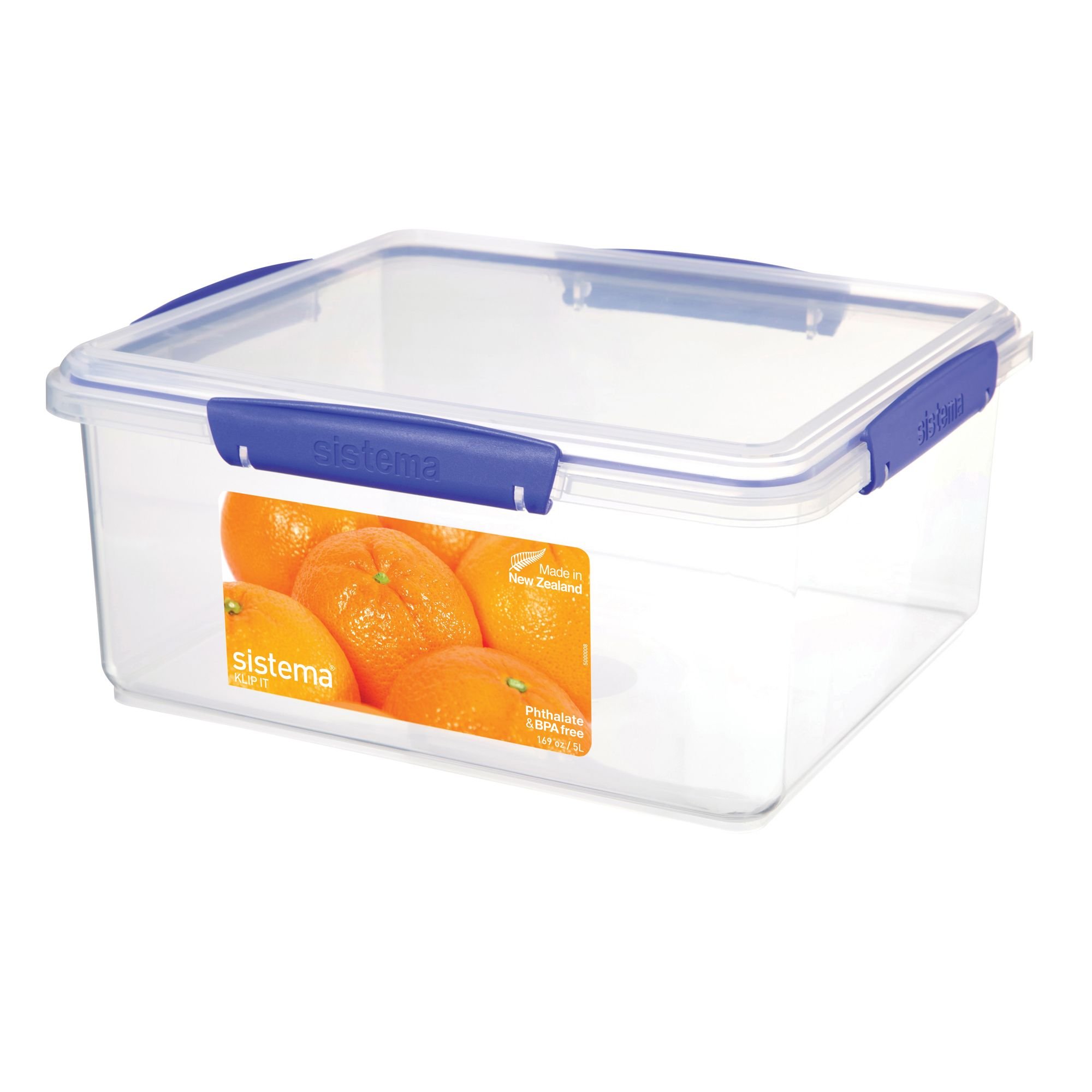 Sistema Klip It Food Storage Container Clear With Blue Clips 5 L - Image 2