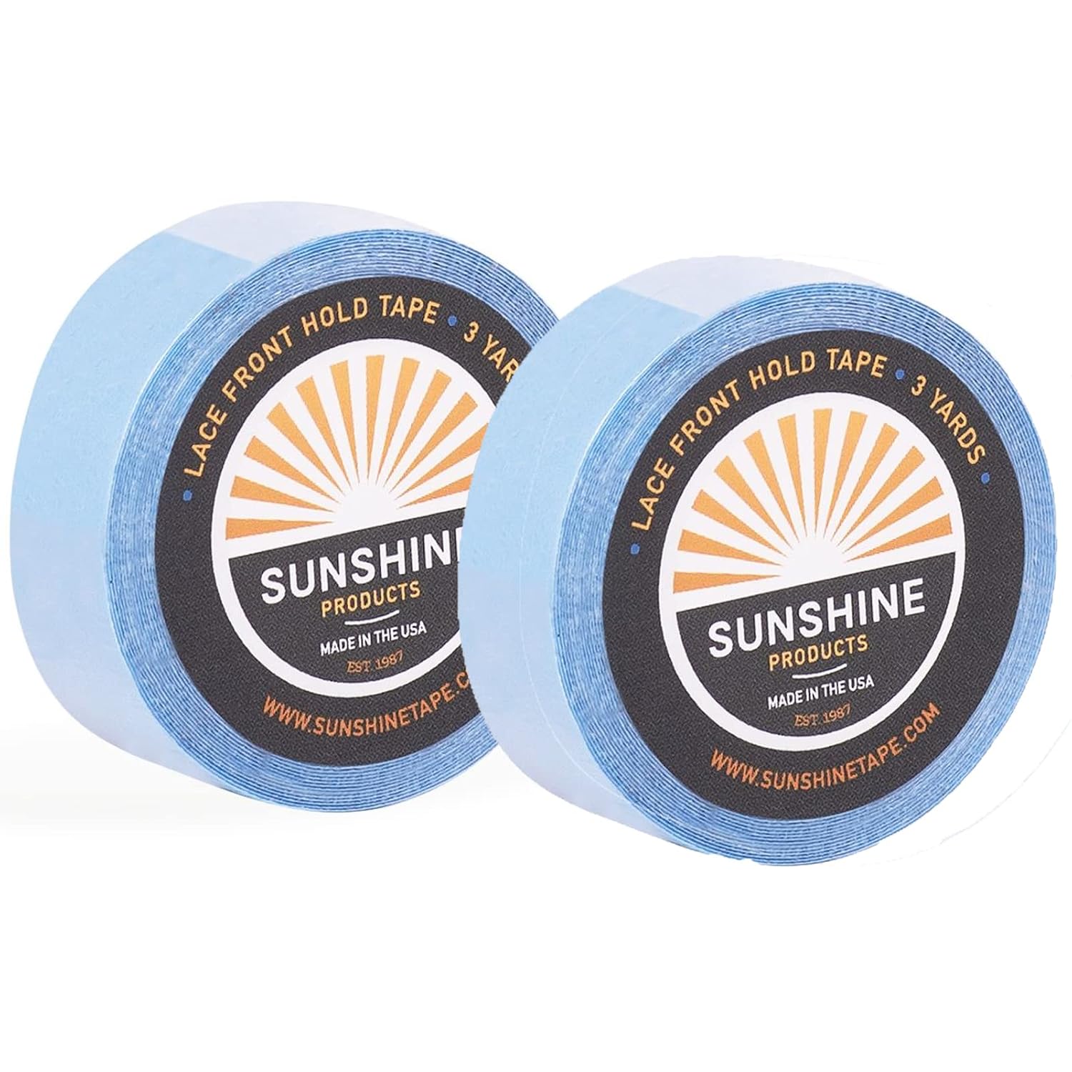 Sunshine (2 Pack) Double Sided Wig Adhesive Tape Roll 1/2" x 3 Yards - Made in USA (Lace Front Hold)