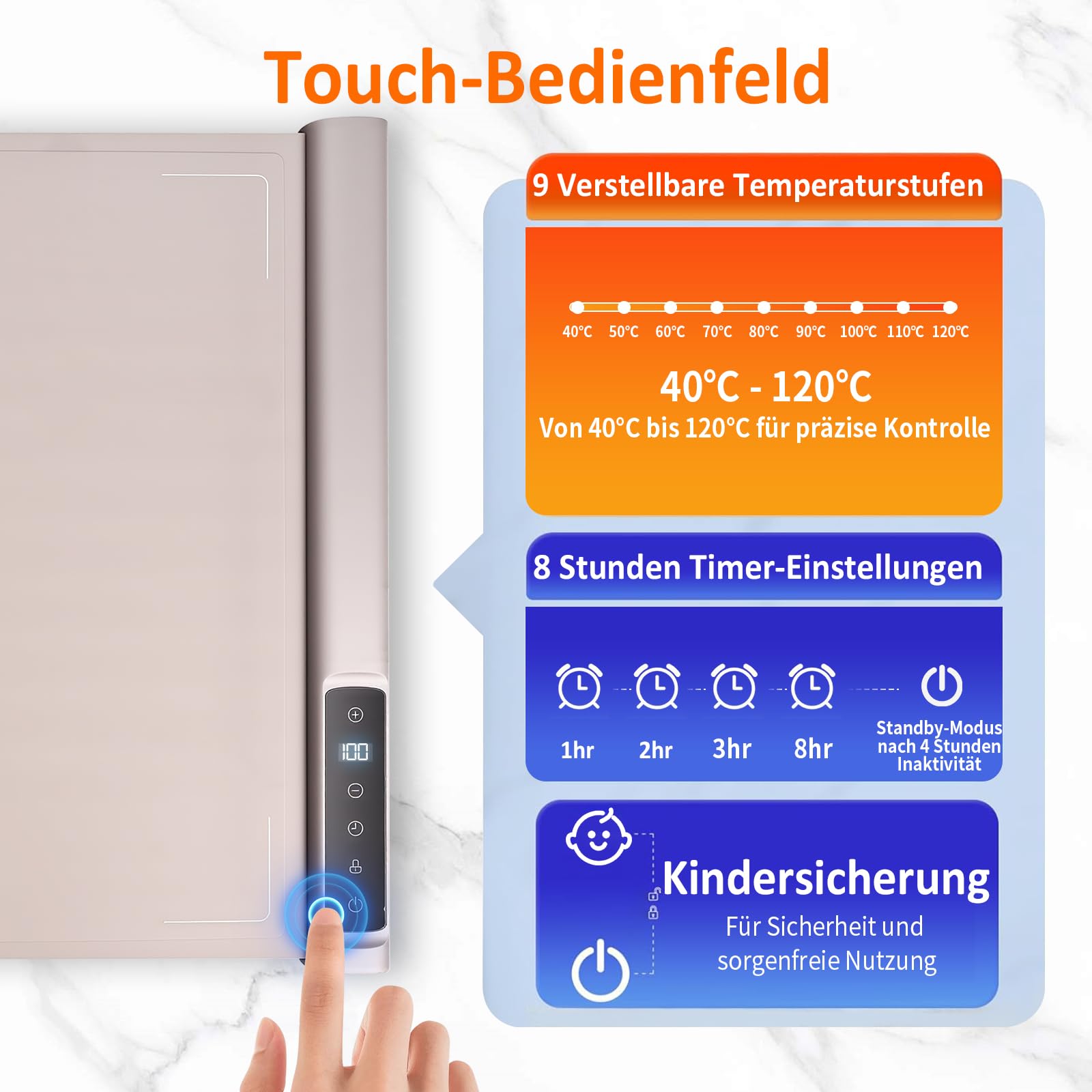 Elektrische Warmhalteplatte für Speisen, 40-120℃ Speisenwärmer Elektrisch Wärmeplatte Essen Faltbare Silikon Warmhaltetablett mit Nano-Silikonmaterial Heizplatte Warm Halten oder Auftauen