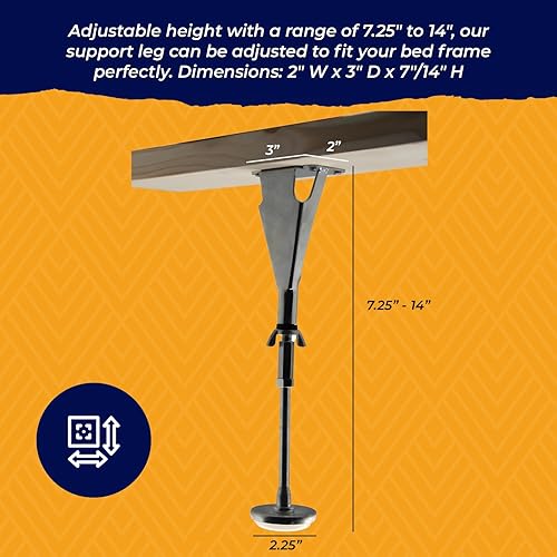Miniatura 7 de Kings Brand Furniture Patas de soporte central de altura ajustable, patas de marco de cama para patas de apoyo central, patas de soporte de listones