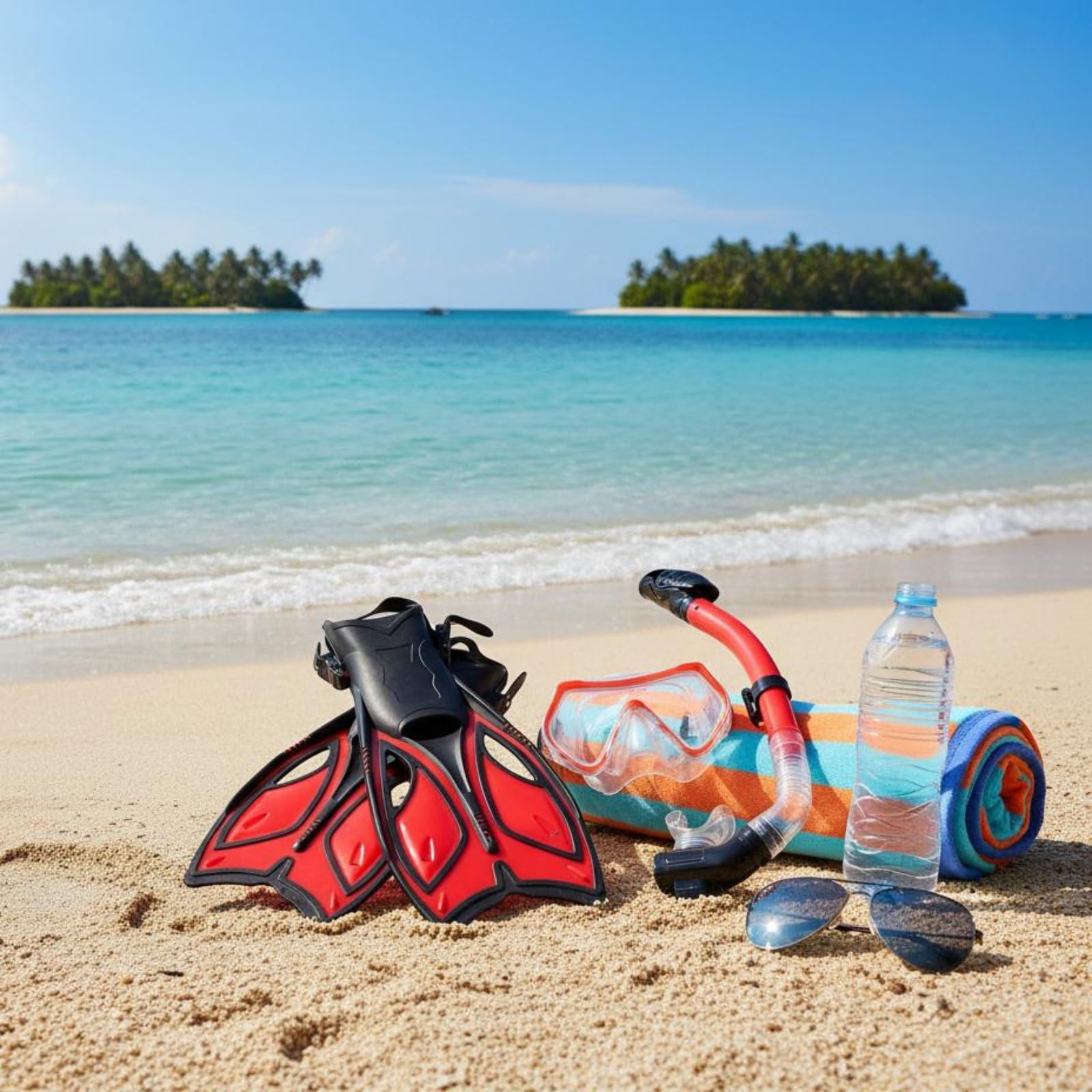 Tauchmaske Schnorchel Flossen Set Tauchausrüstung Schnorchelmaske Schnorchelrohr Schwimmflossen mit Gehärtetem Glas Und für Schnorcheln Reisen Strand Urlaub