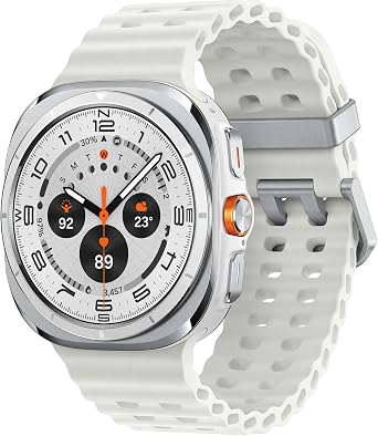 Samsung Galaxy Watch Ultra 2025, AI Smart Watch, Marine Band, Titanium Casing, Cushion Design, Quick Button, 47mm, LTE, Titanium White, UK Version