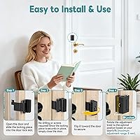 Vista 4 de Cerradura de refuerzo de puerta de seguridad portátil mejorada, pestillo de bloqueo abatible sin perforación, evita la entrada no autorizada, se