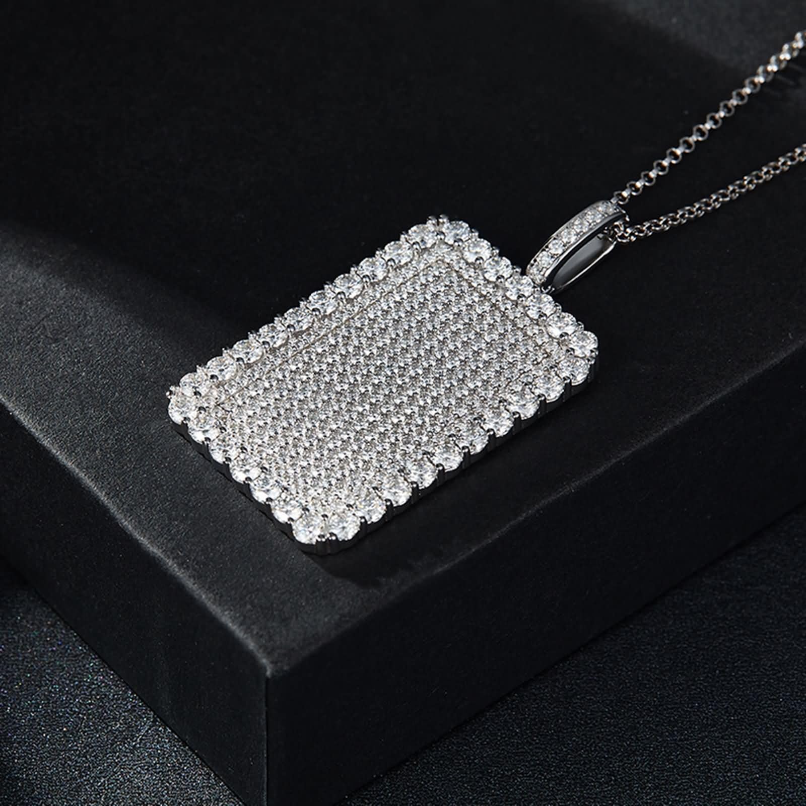 Collane in Argento Sterling 925 Donna,Collana Catene Rettangolo Tag Catena Collana Argento Donna
