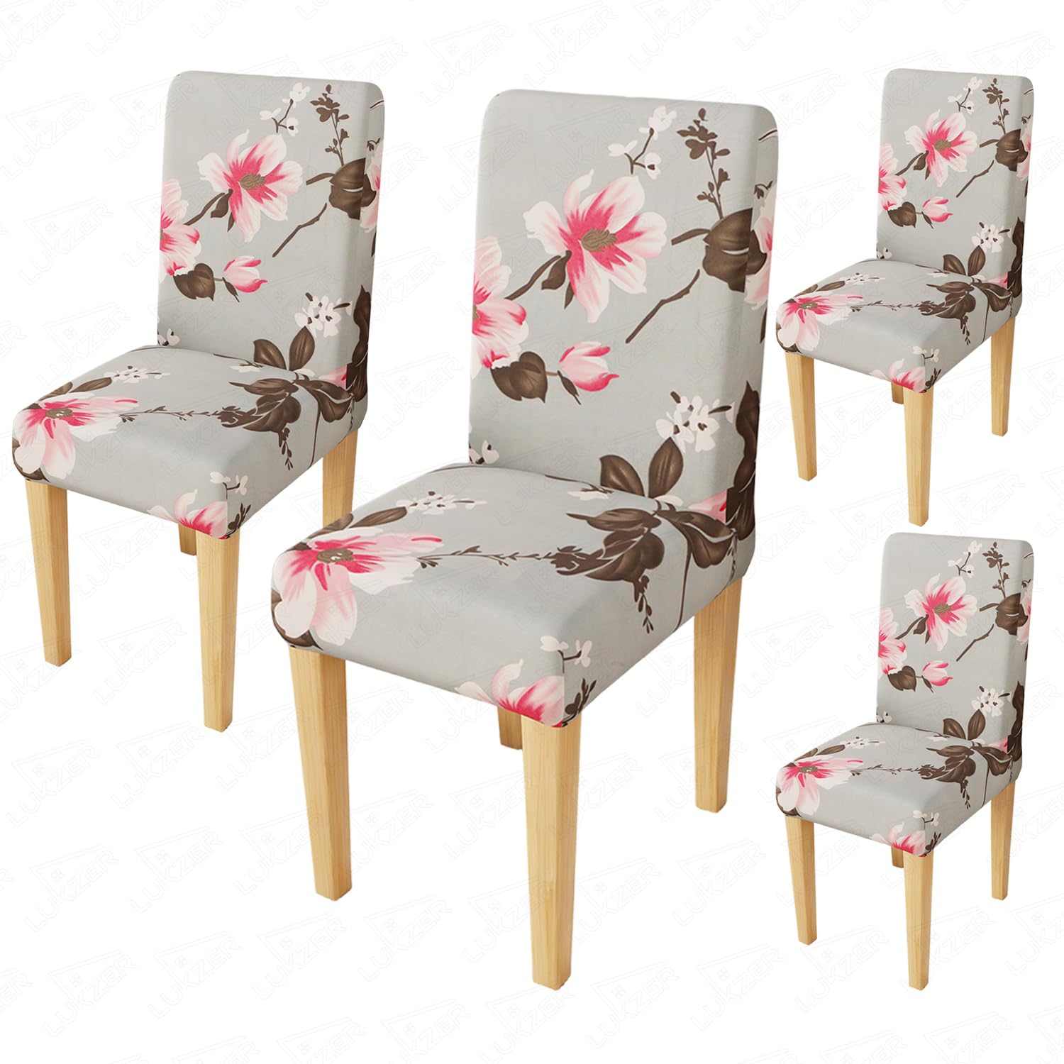 Maroon Flower Dining Chair Covers - 4 Pack -27