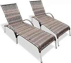 Kit 2 Espreguiçadeiras Piscina Reclinável Alumínio Julia (Argila)