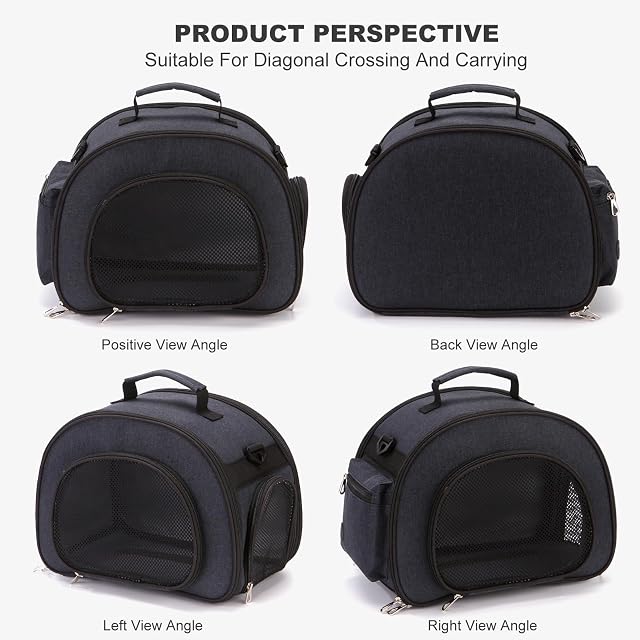 Foto 3 de 7 de PETCUTE Transportin para Gatos, Bolsa de Transporte de Mascotas Plegable con Correa de Hombro Ajustable,Mango…