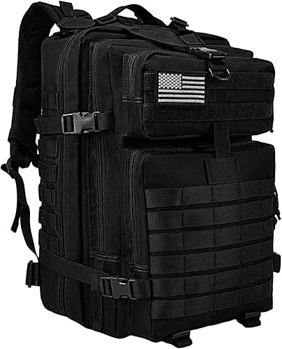 WOLT Mochila táctica militar para hombre, mochila Molle de 45L, paquete de asalto de 3 días, mochila resistente para senderismo gimnasio (negro)