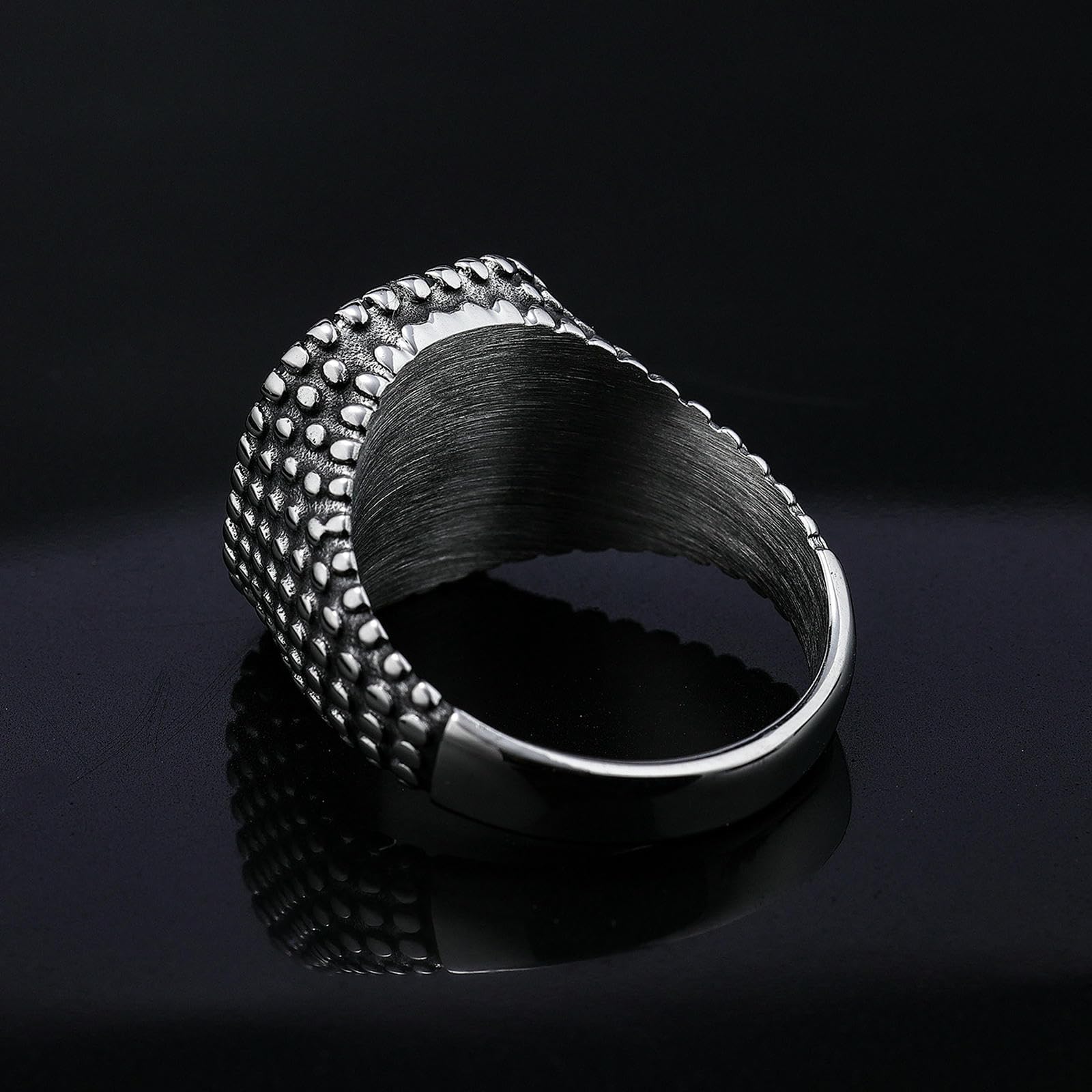 Acciaio inossidabile Onice Nero Signet Anello Gioielli di Moda Stile Nordico Accessori Da Uomo