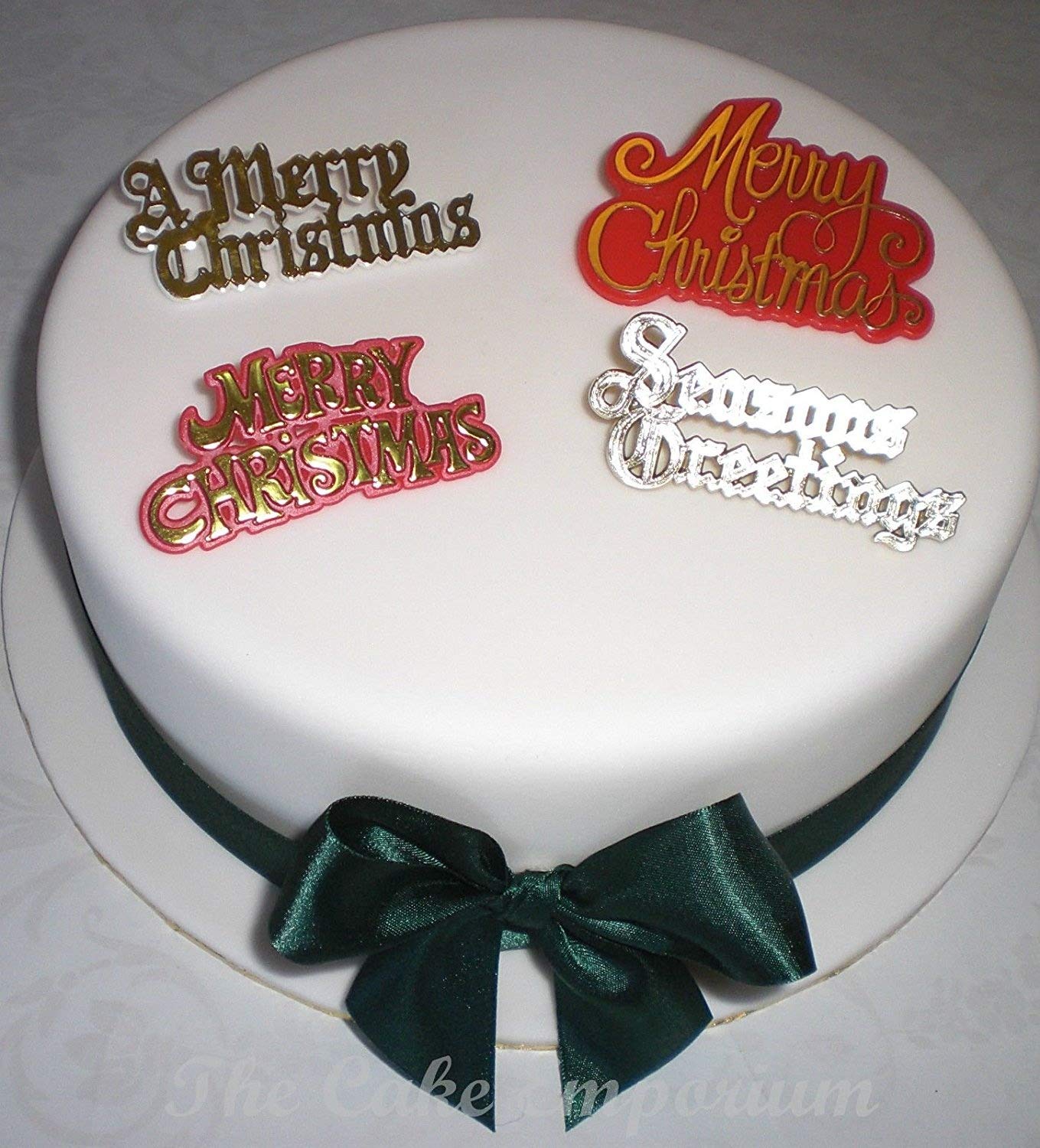 The Cake Emporium Ltd Gold/Red Merry Christmas Motto's Cake Toppers/Plaques Set Of 4