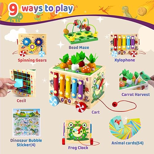 Miniatura 3 de UdoUto Cubo de actividades para niños de 18 meses  Juguetes Montessori de madera para niños de 1, 2, 3 años, clasificador de formas, juguetes