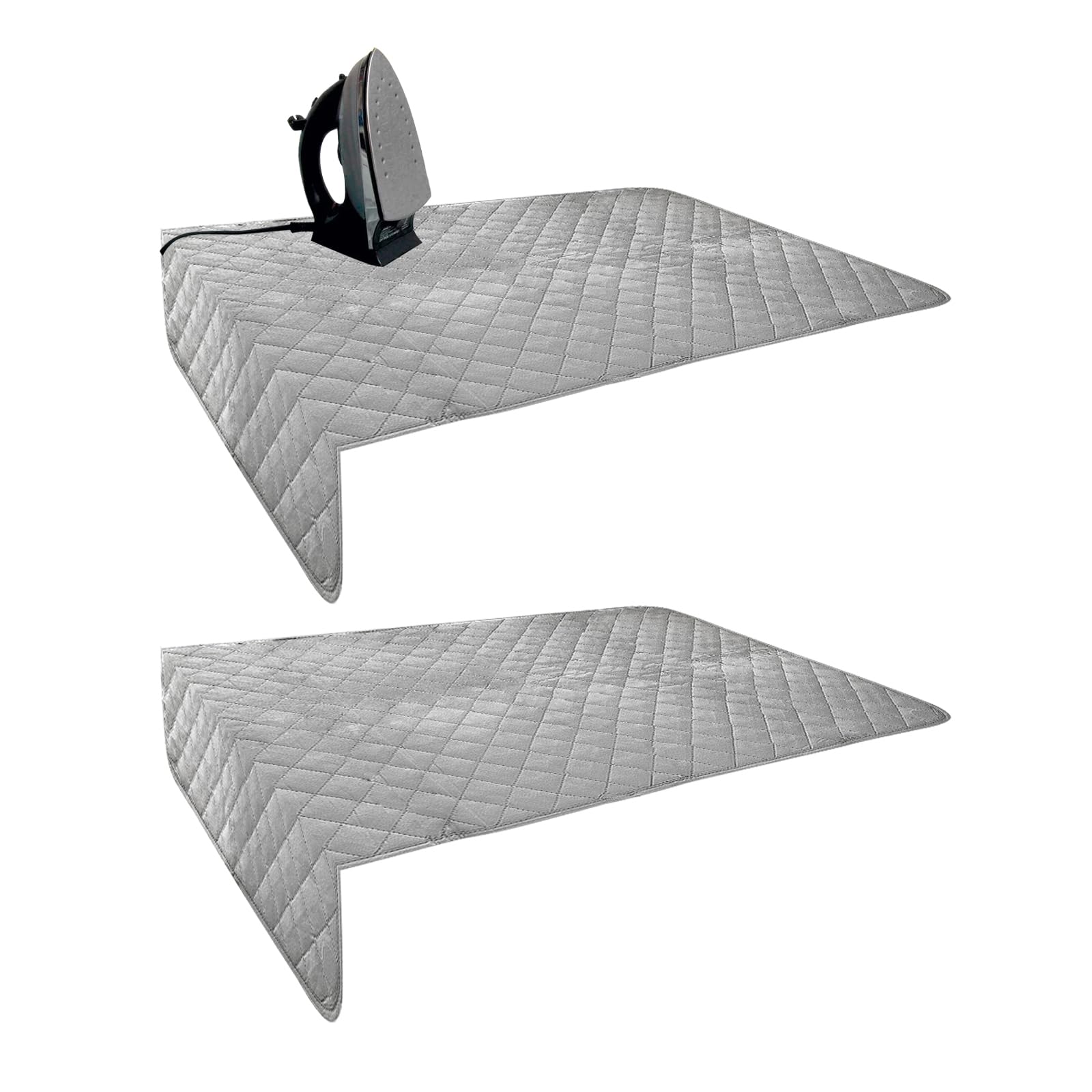 2Pcs Magnetic Ironing Mat Blanket Ironing Board Replacement Heat Resistant Ironing Blanket Portable Magnetic Mat Ironing Mat Replacement Washer Dryer Desktop Laundry Clothes Cover (33.5 * 19, Gray)