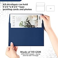 Vista 4 de Harloon 100 sobres de invitación A9 de 5.75 x 8.75 pulgadas, autoadhesivos, sobres de invitación de boda, sobres de papel para tarjetas de Azul