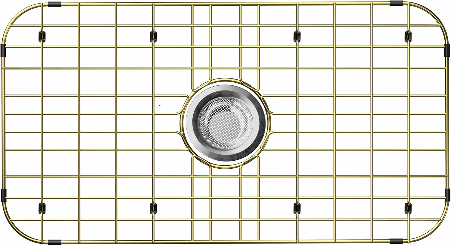 Sink Protector Sink Rack,Large Gold Kitchen Sink Grate,26" X 14" Centered Drain with Corner Radius,Sink Bottom Grid for Kitchen, 304 Stainless Steel Rust Resistant 26" X 14",Centered Drain Gold