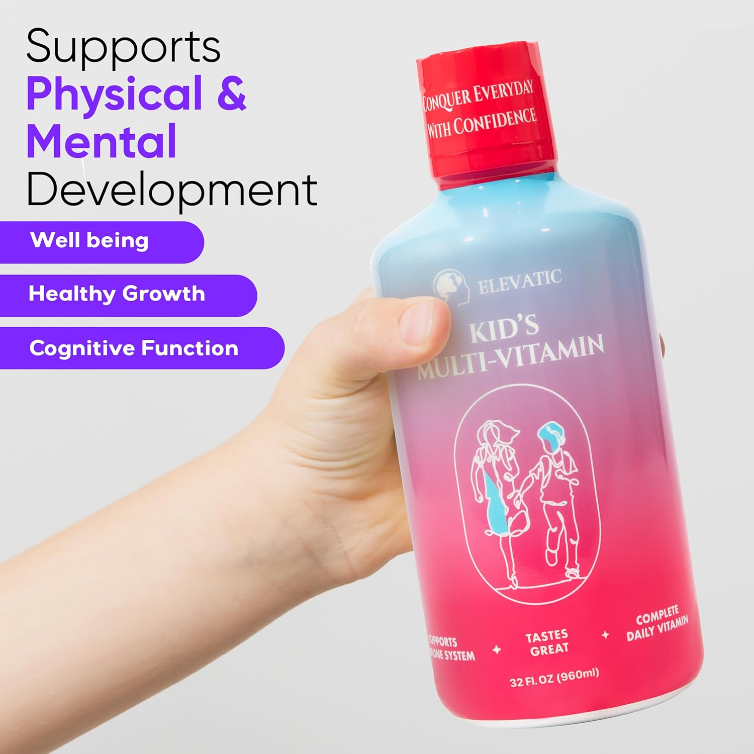 Kids multivitamin | 32 Fl.oz (960ml) | Children’s Favourite Liquid multivitamin Formula | Ensuring Daily Essential Nutrition for Kids | Free from Allergens, Artificial Colors & Flavors - Image 3