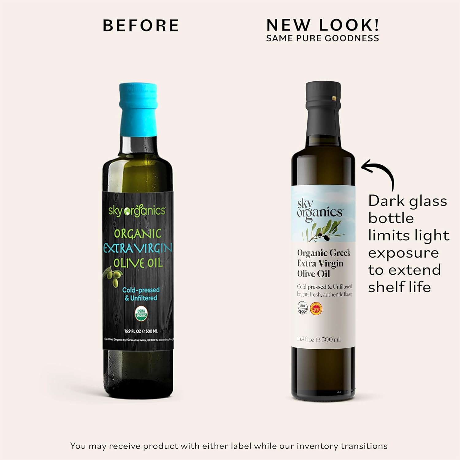 Sky Organics - Organic Extra Virgin Olive Oil, 16.9 fl oz - Cold Pressed & Unfiltered - Bright, Fresh, Authentic Flavor - Sourced from Farmers in Greece - 100% Pure - Kosher - Natural, Vegan, & Soy Free with ebook