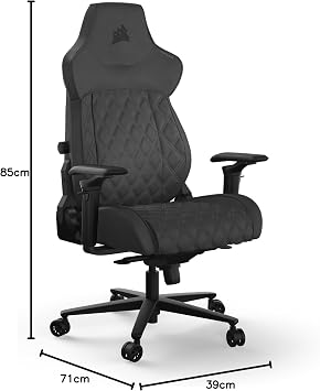 Corsair TC500 LUXE Gaming Chair – Premium Breathable Fabric – Wide Seat – Five-Way Adjustable Armrests – Adjustable Built-in Lumbar Support – 90-135 Degree Recline – Shadow