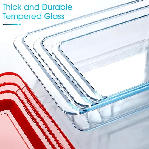 Miniatura 4 de NUTRIUPS Plato para hornear de vidrio profundo de 1.5+2.4+3.7 cuartos de galón, 11.5 x 8 x 3 pulgadas, 9.5 x 7 x 2.7 pulgadas y 8 x 6 x 2.4