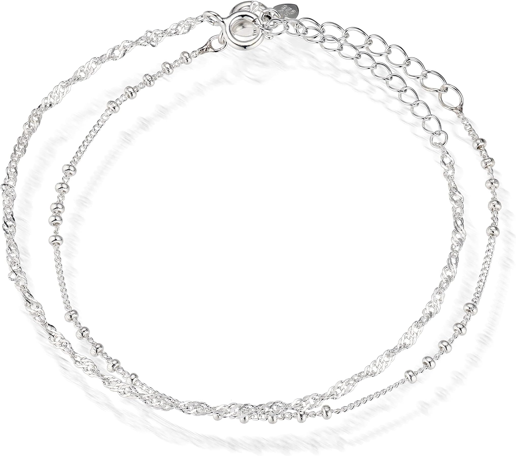 MJLULUSterling Silver Set of Two Dainty Chain Bracelets