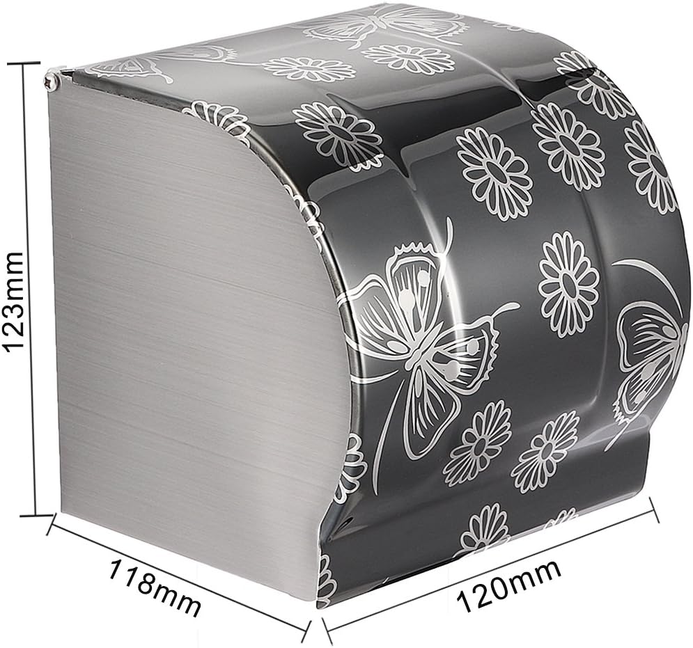 120mmx118mmx123mm Stainless Home hardware Steel Polished Finish Wall-Mounted Toilet Paper Holder w Cover Model:43as231qo304