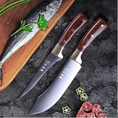 Miniatura 9 de Juego de cuchillos de pescado de chef/carnicero, cuchillo forjado a mano de acero de alto carbono para cocina, camping, barbacoa