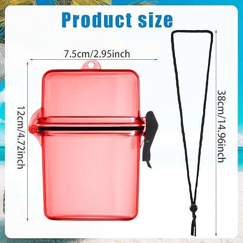 Miniatura 2 de Outus Funda impermeable de 3 piezas para tarjetas de identificación con estuche deportivo flotante con anillo para colgar y cuerda (transparente,