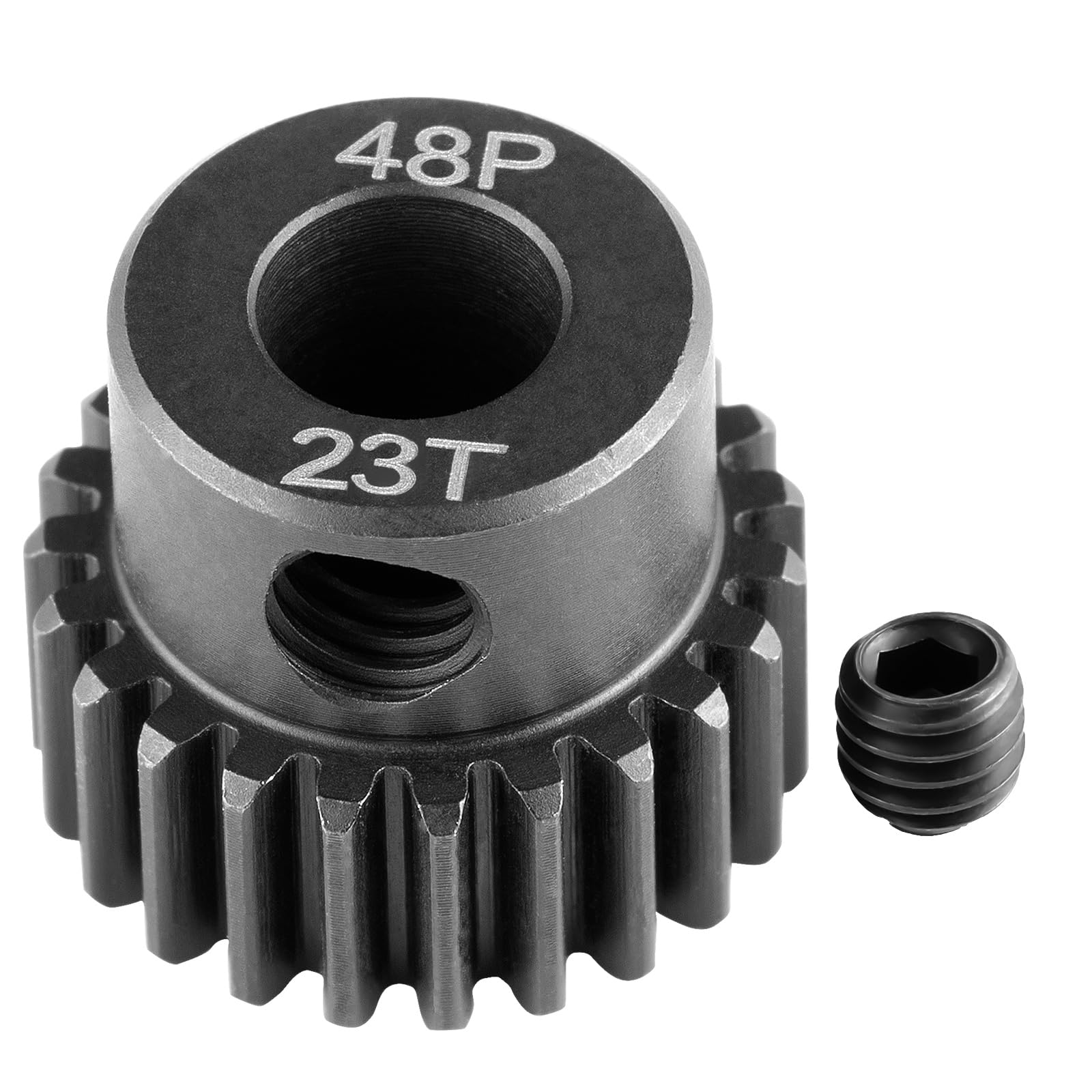 Runup Steel 48P 5 mm Bore Sprocket Motor Gear 17-29T for Arrma HPI Kyosho Losi Axial Tra-xxas Tamiya 1/5 1/6 1/8 1/10 RC Car Monster Truck Buggy (23T)