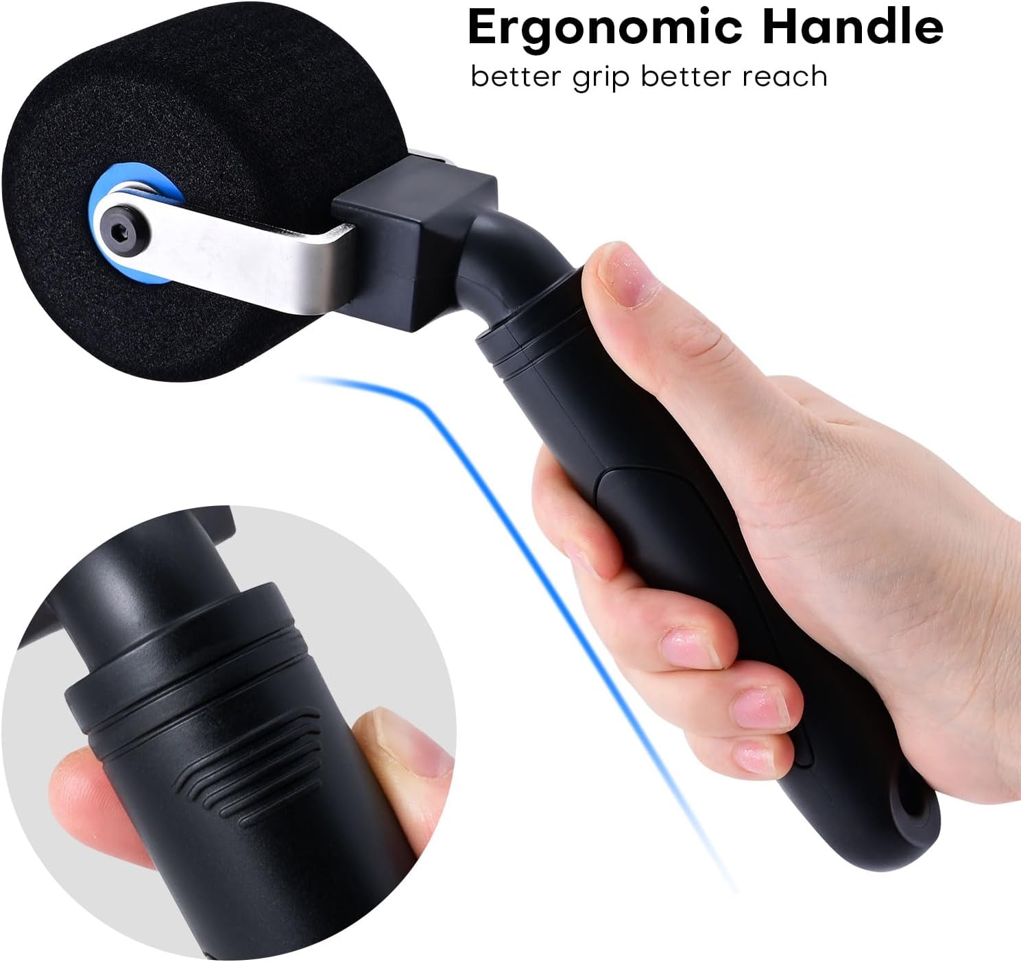 NEWISHTOOL Vinyl Wrap Tools 2-Inch Sponge Seam Roller for Uneven Textured Areas, Car Wrapping Rivet Roller Tool Felt Squeegee for Decal Film Application Wallpaper Smoothing