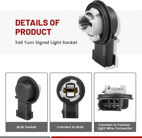 Miniatura 2 de RED WOLF Enchufe de luz de señal de giro trasero para Dodge Ram 1500 2500 3500 2009-2020 3 terminal lámpara trasera bombilla de luz trasera enchufe