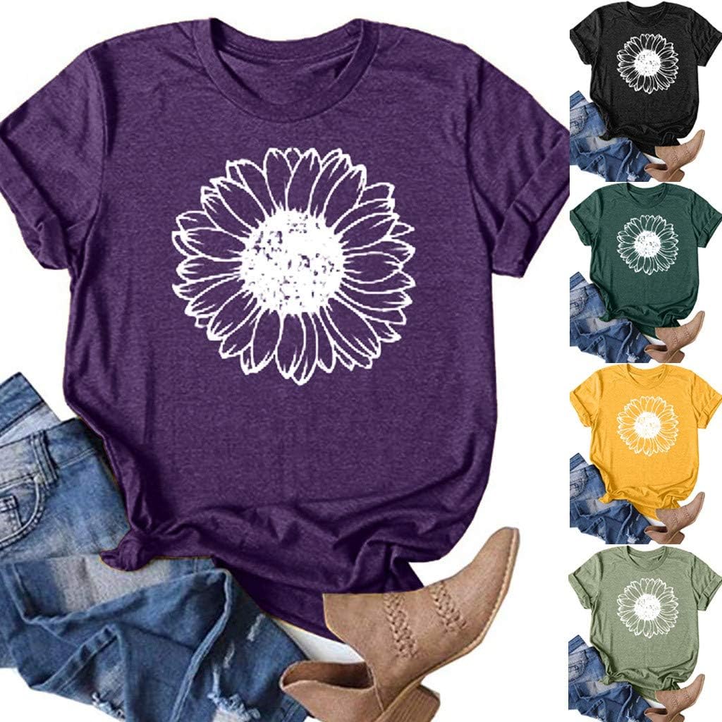 Women's Sunshine & Coffee Graphic T-Shirt - Loose Fit Round Neck Short Sleeve Casual Top - View #10