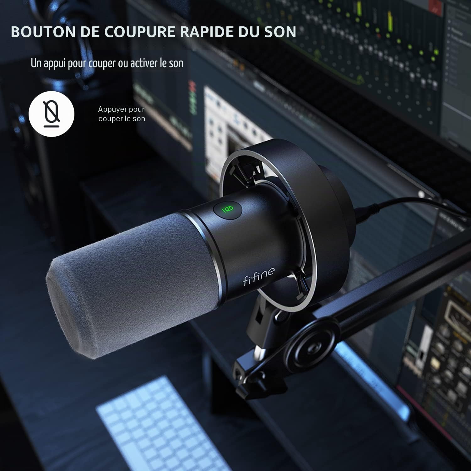 FIFINE USB/XLR Studio Micro Dynamique pour PC, RGB Cardioïde Microphone pour Gaming, Podcasting, Streaming, Broadcasting, Enregistrement Vocal, pour PS4/5 Mac PC Mixer Cartes Son