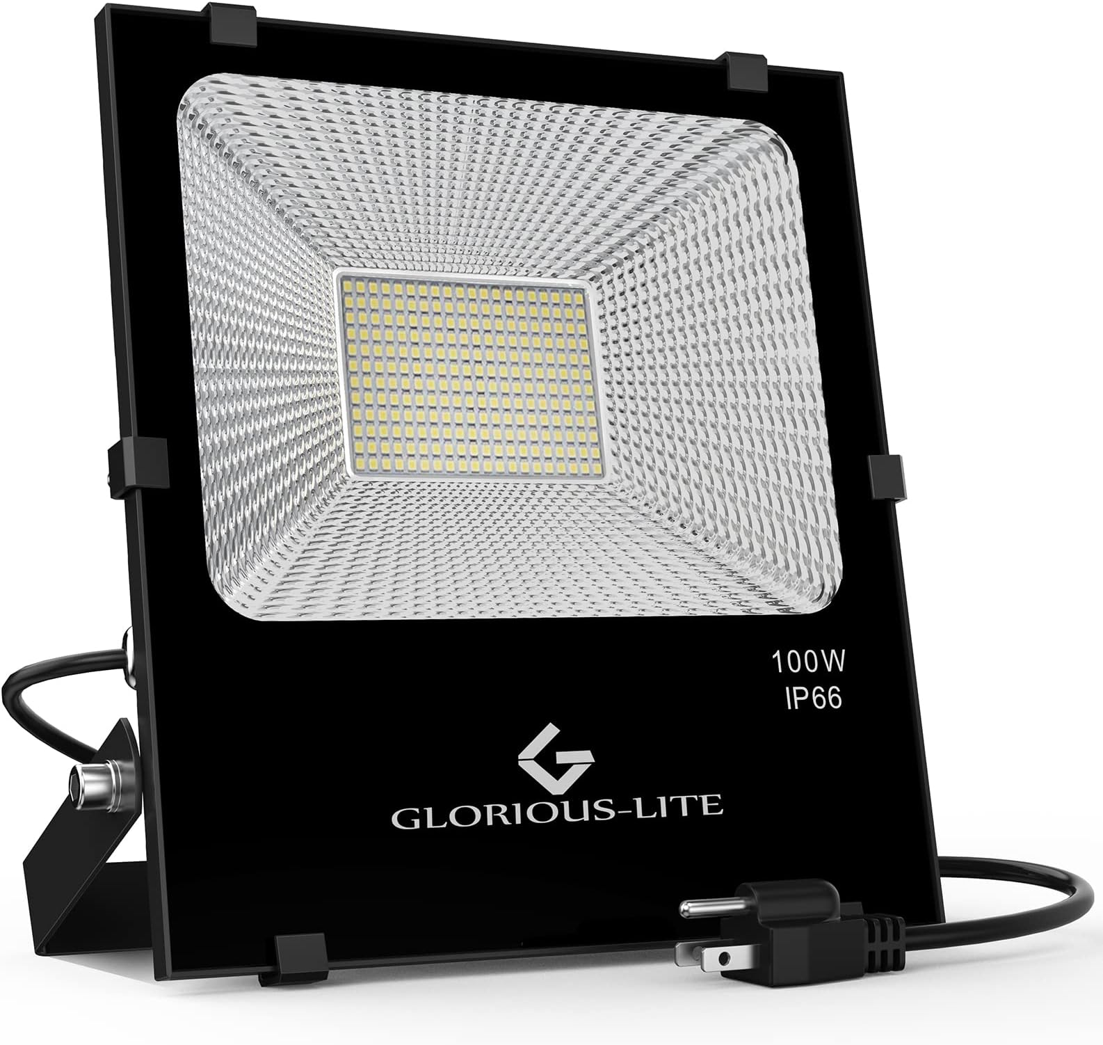 100W Flood Lights Outdoor, 8000 Lumen LED Floodlight Plug in for Outside Yard, IP66 Waterproof 6500K Bright Exterior Work Light for Garden, Garage, Equiv 500W Halogen Work Lights