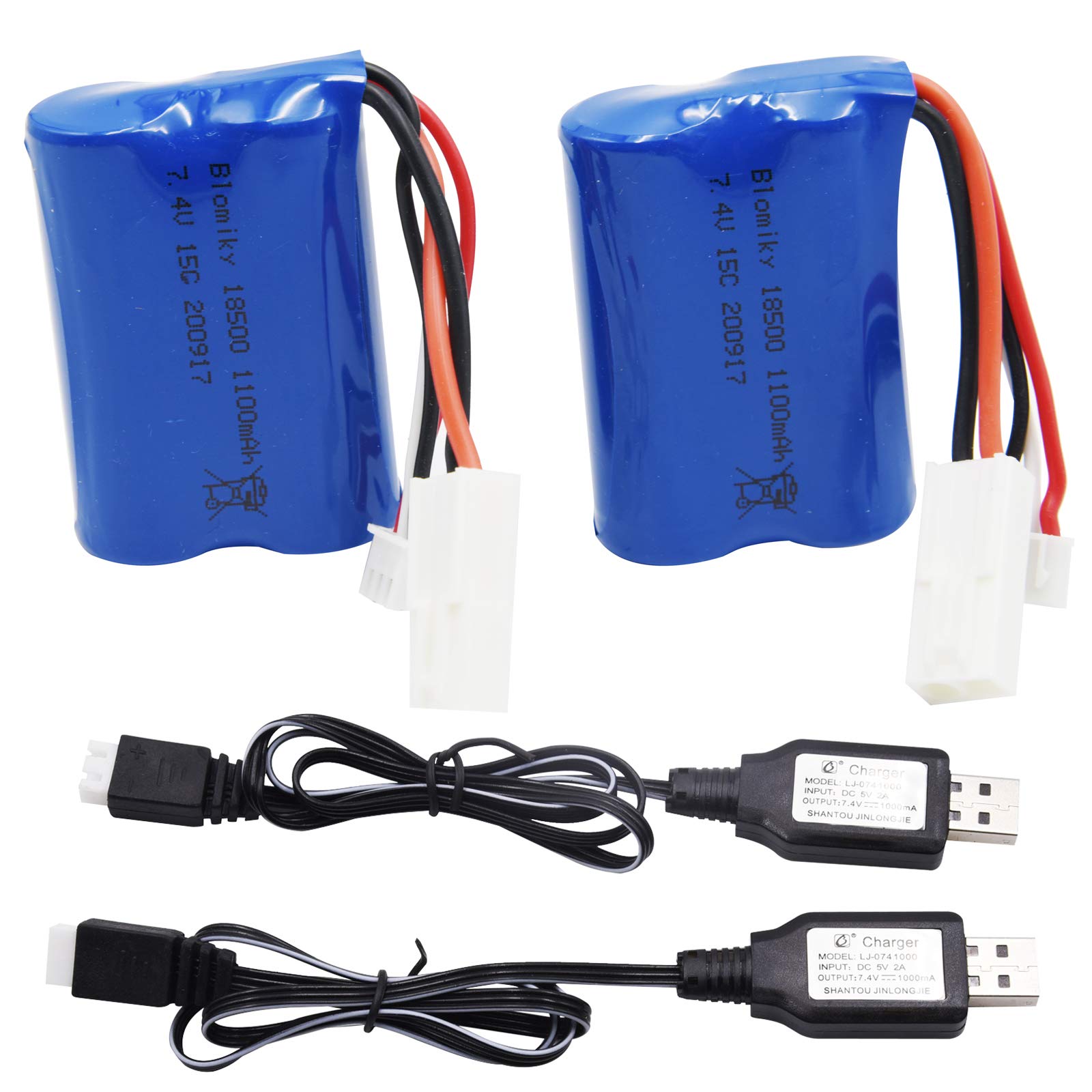 Blomiky 2-Pack 7.4V 1500mAh Li-ion RC Battery With T Plug & USB Charger - For Hosim, WLtoys, Bezgar RC Trucks - View #11