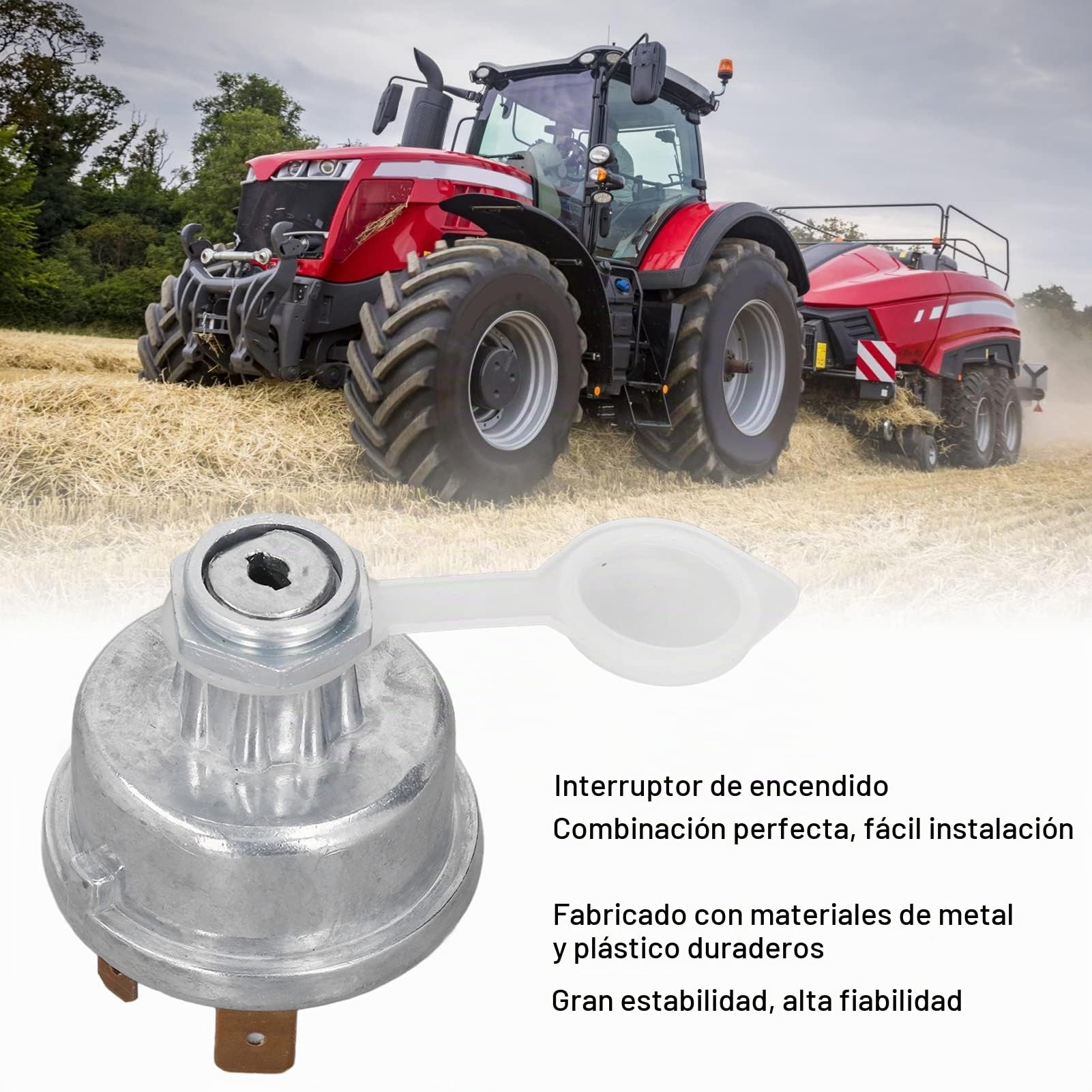 Aramox Interruptor de Encendido, Interruptor de Encendido 1874120T94 Interruptor de Llave de Encendido de Arranque de Repuesto para Tractor Massey Ferguson