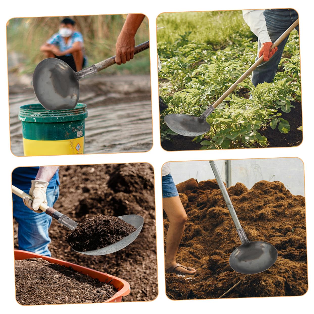 SOIMISS Pala Metálica Grande para Limpieza de y Estiércol Reutilizable con Diseño Tradicional para Obras Drenajes y Tareas de Jardinería y Construcción