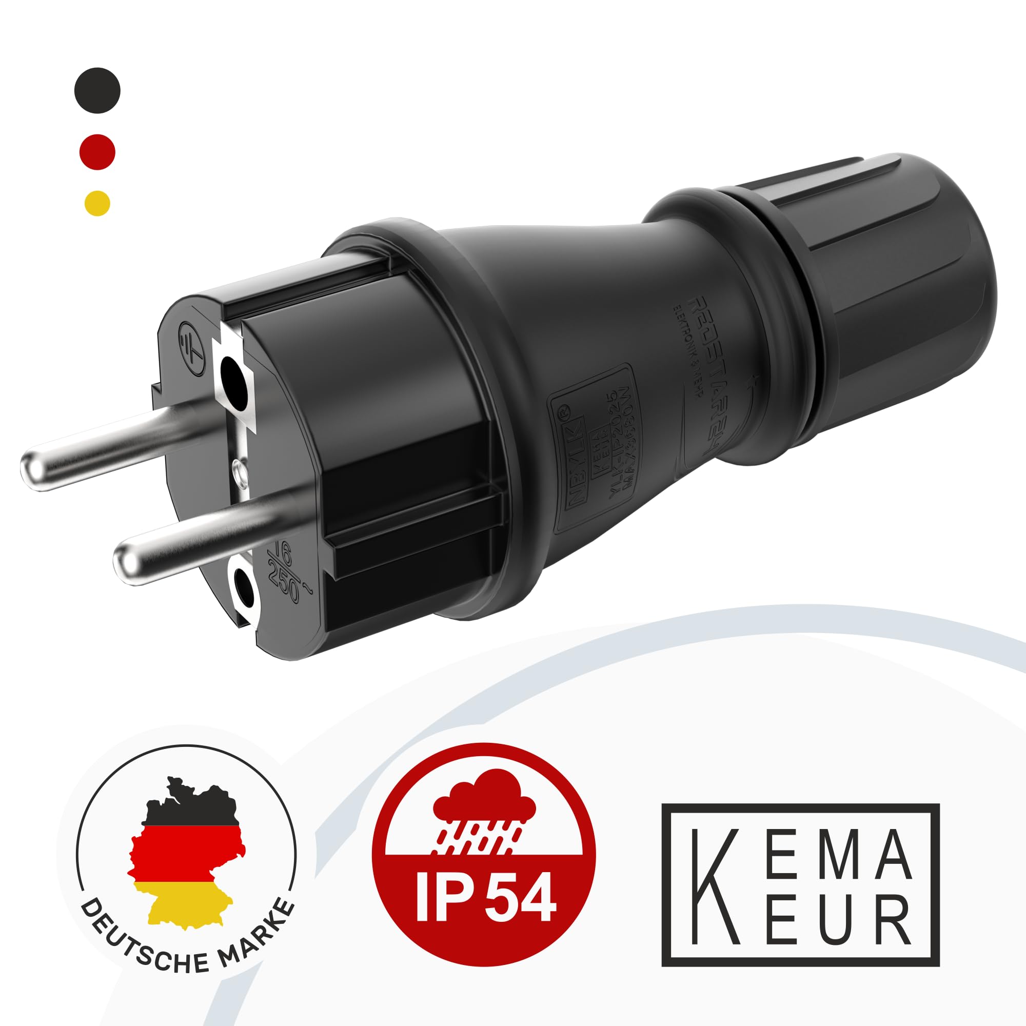 Sakko です Wtyczka Schuko 230 V IP54 - zestaw 3 wytrzymałych wtyczek z