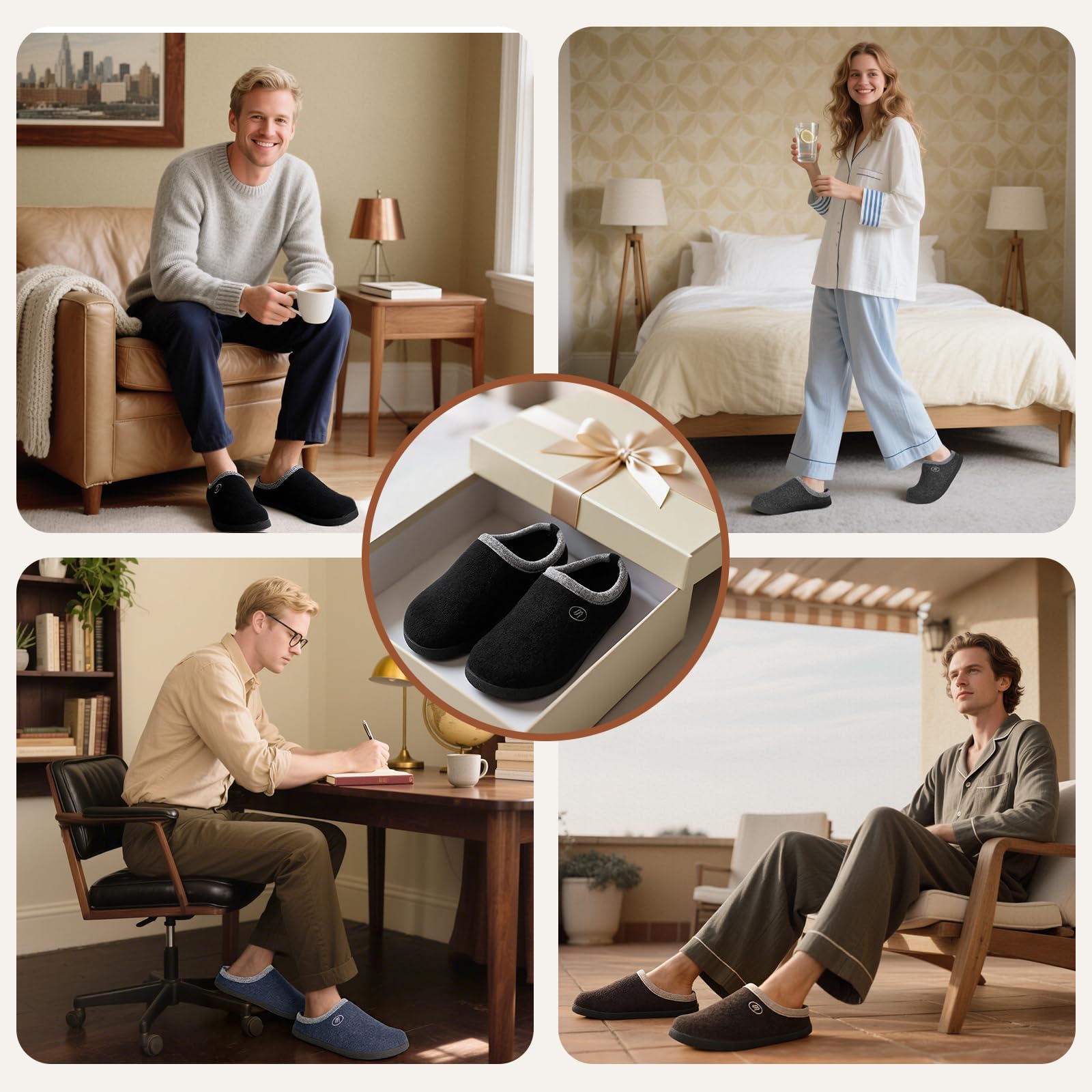 RUYI Pantuflas de fieltro para mujer y hombre, pantuflas de invierno, cálidas, de fieltro, con soporte para arco y suela antideslizante para interior y exterior