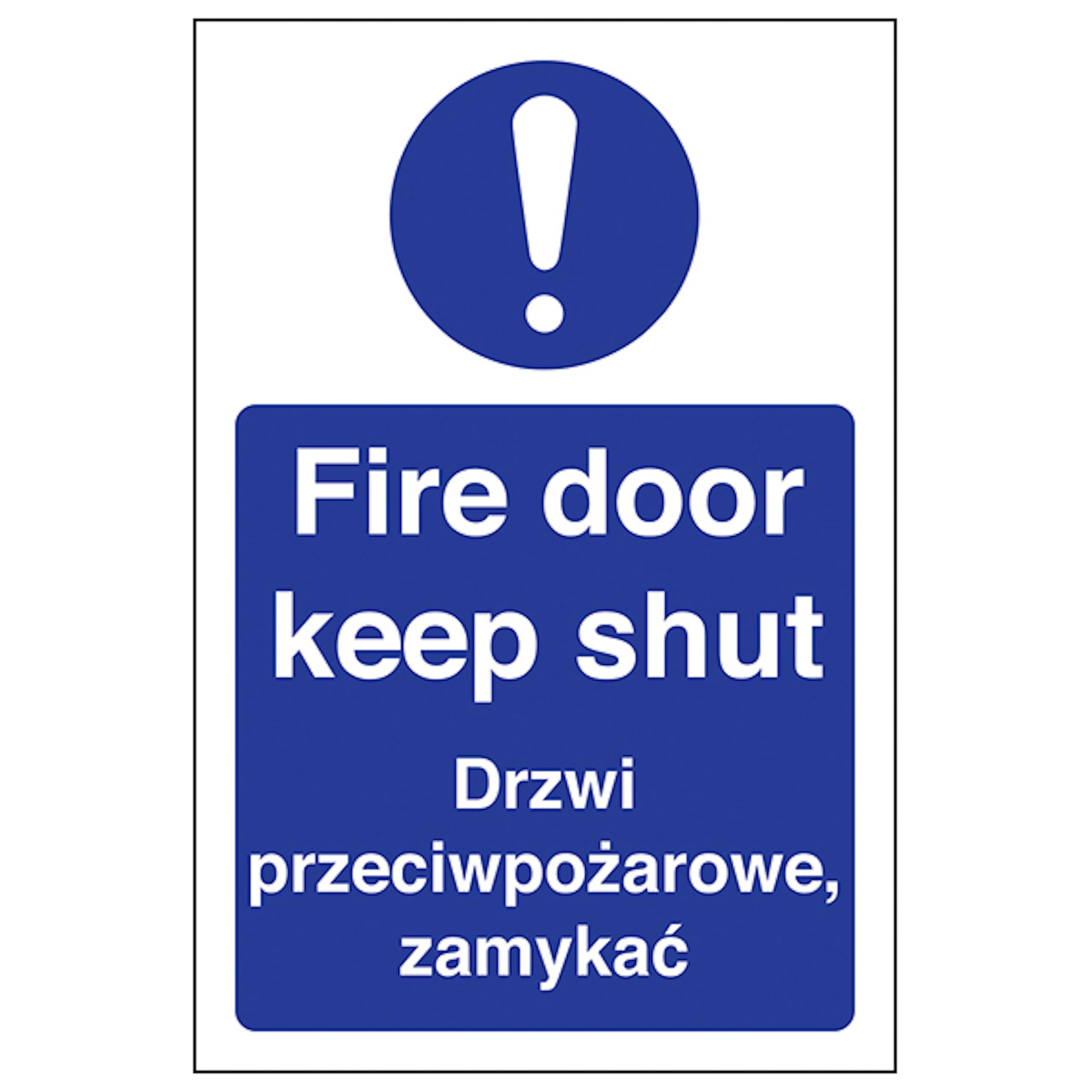 V Safety English/Polish - Fire Door Keep Shut 100 x 150 mm - 3mm Aluminium Composite Safety Sign