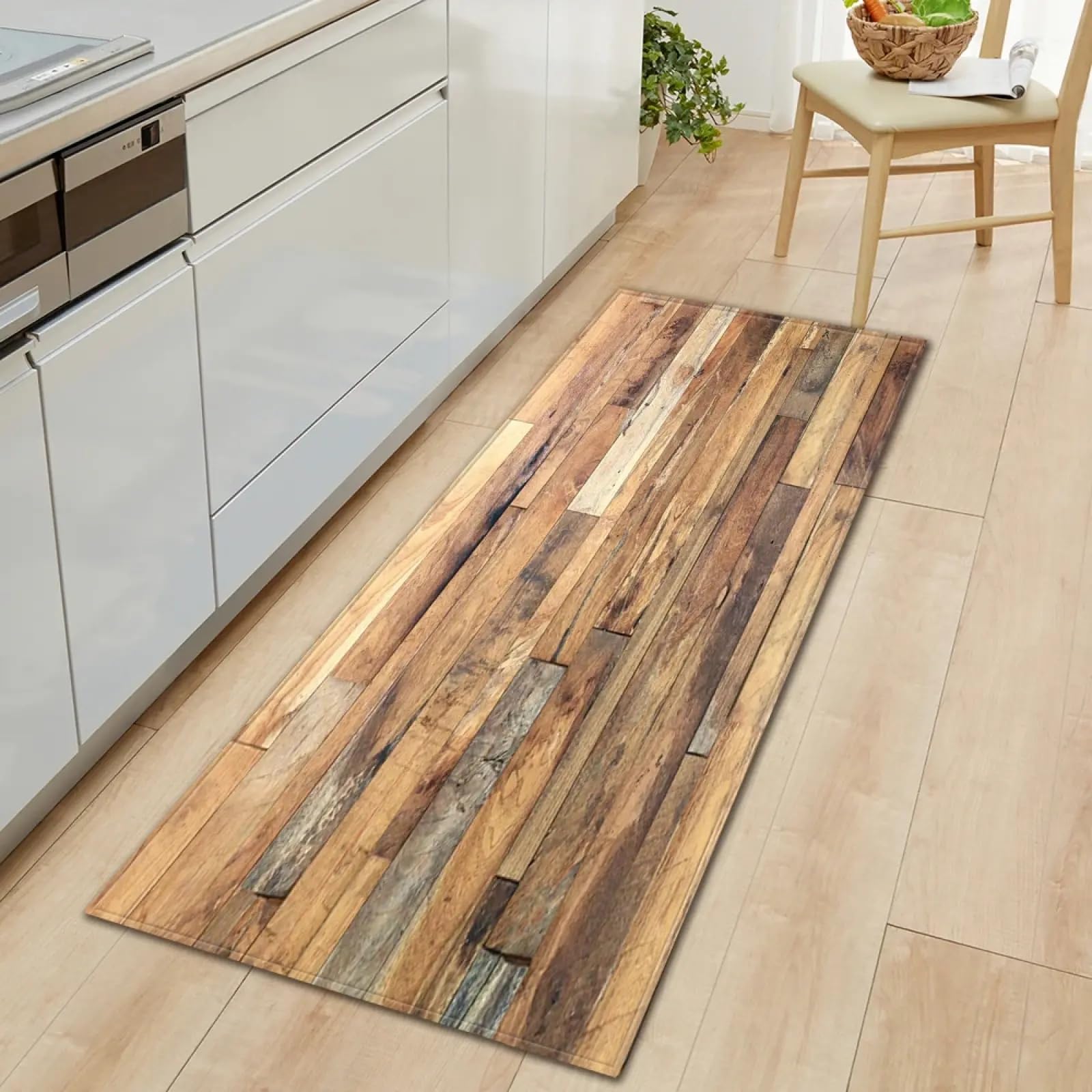 Tapis de cuisine grain de bois pour harmoniser le sol de votre salon et maison