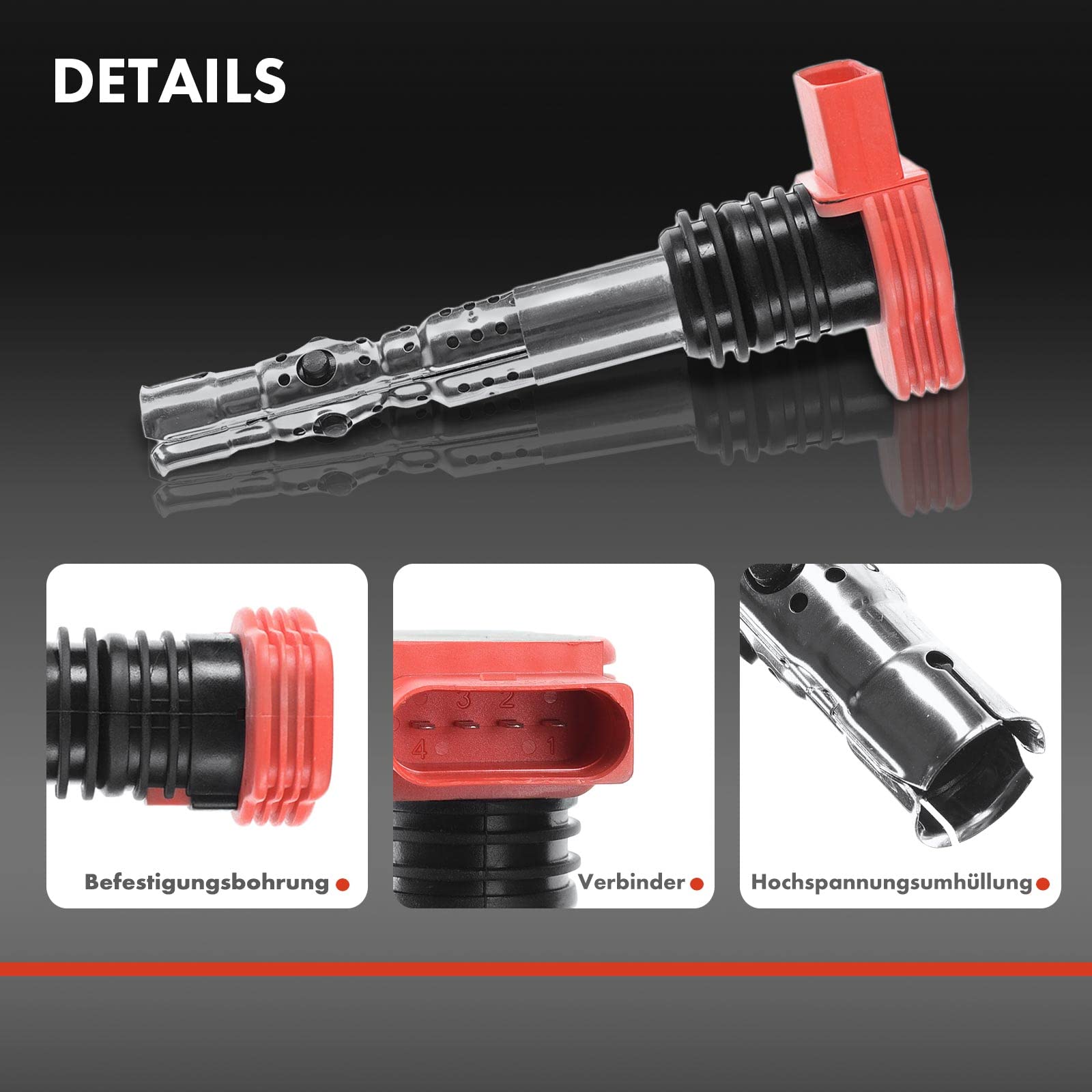 Frankberg 4 bobine di accensione modulo di accensione 06C905115E | Compatibile con: A4 Avant 8E5, A4 8EC, A6 4B2 4B4, A8 4E2 4E8, A4 Cabriolet 8H7, A6 Avant 4B5 4B6, A4 Avant 8ED
