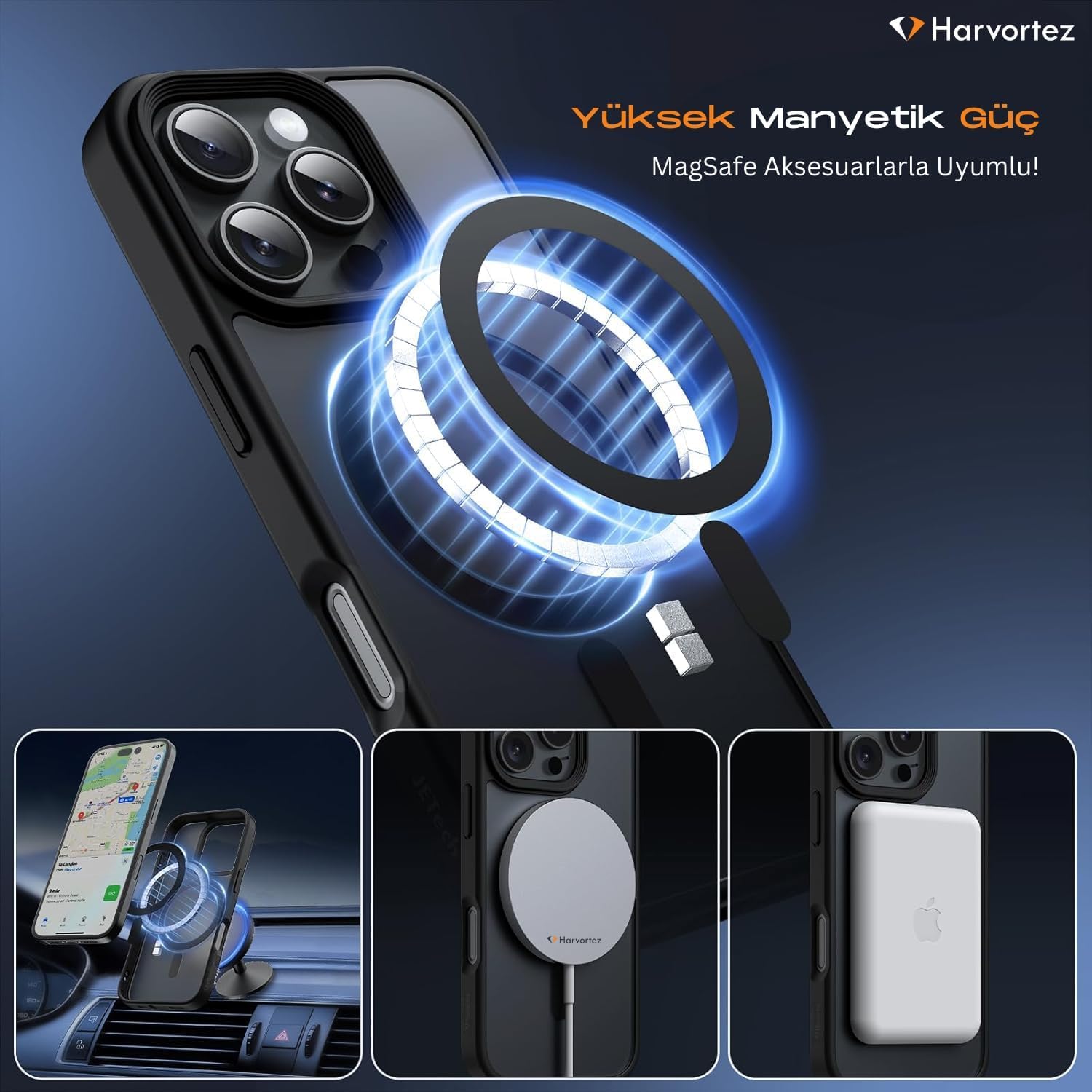 HARVORTEZ iPhone 15 Pro Max Kılıf 6.7" MagSafe ile Uyumlu, Darbeye Dayanıklı Cep Telefon Kılıfı, Mat