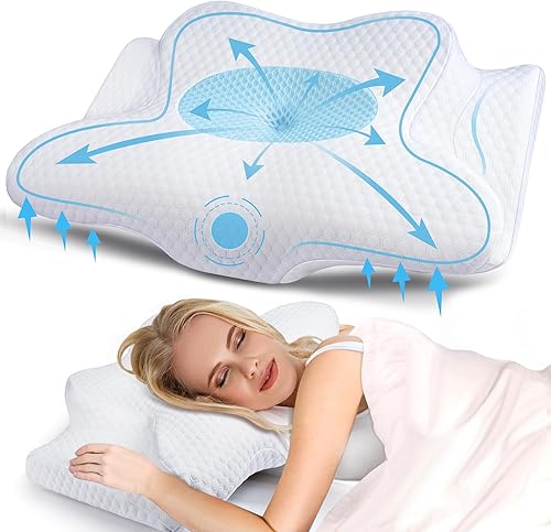 EORYNOL Almohada cervical para aliviar el dolor de cuello, almohadas de espuma viscoelástica de contorno para dormir, almohada ergonómica con funda disponible en Yaxa Venezuela