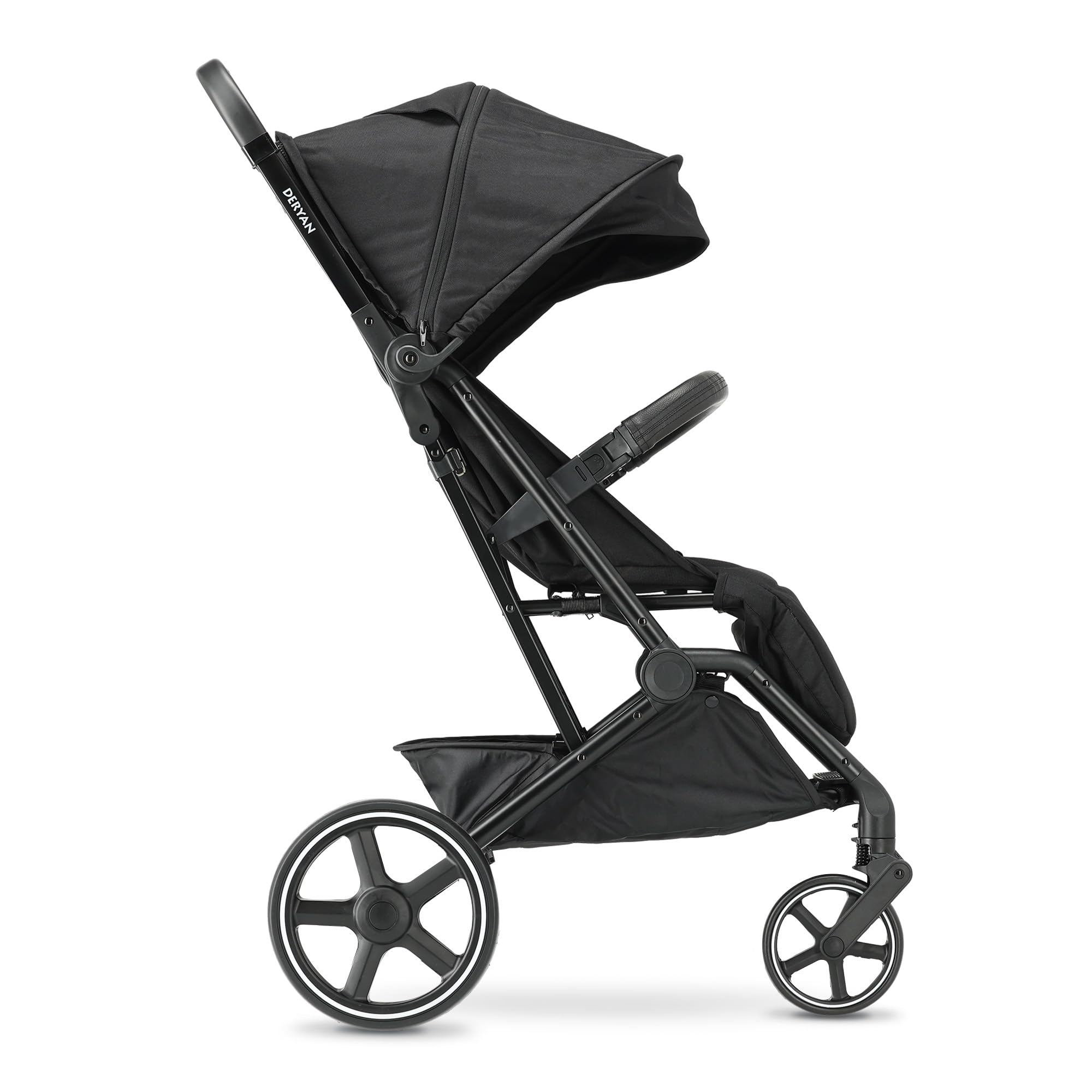 Deryan XP XL Silla de Paseo Ligera, 0-4 años, 0-22 kg, Correa de Transporte, Silla Paseo Compacta, 3 Reclinaciones, Reclinación Total, Plegado Automático, Bandolera - Negro